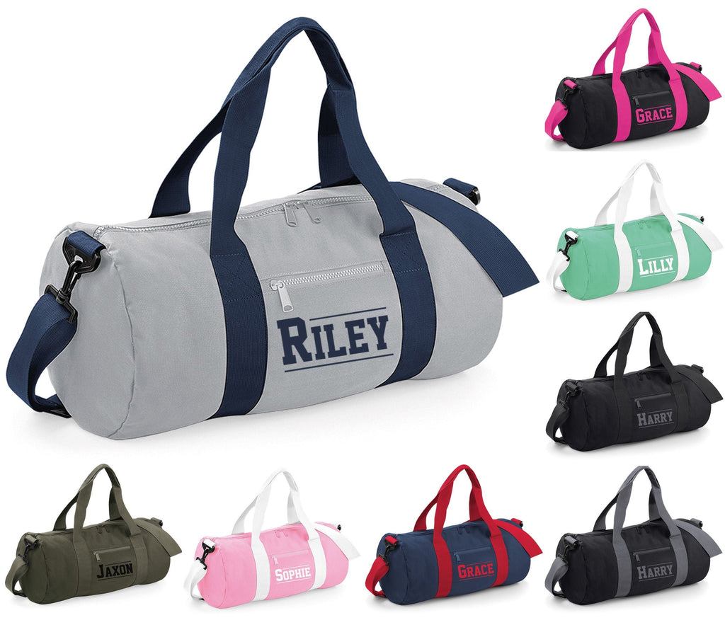 Personalised Varsity Name Barrel Bag