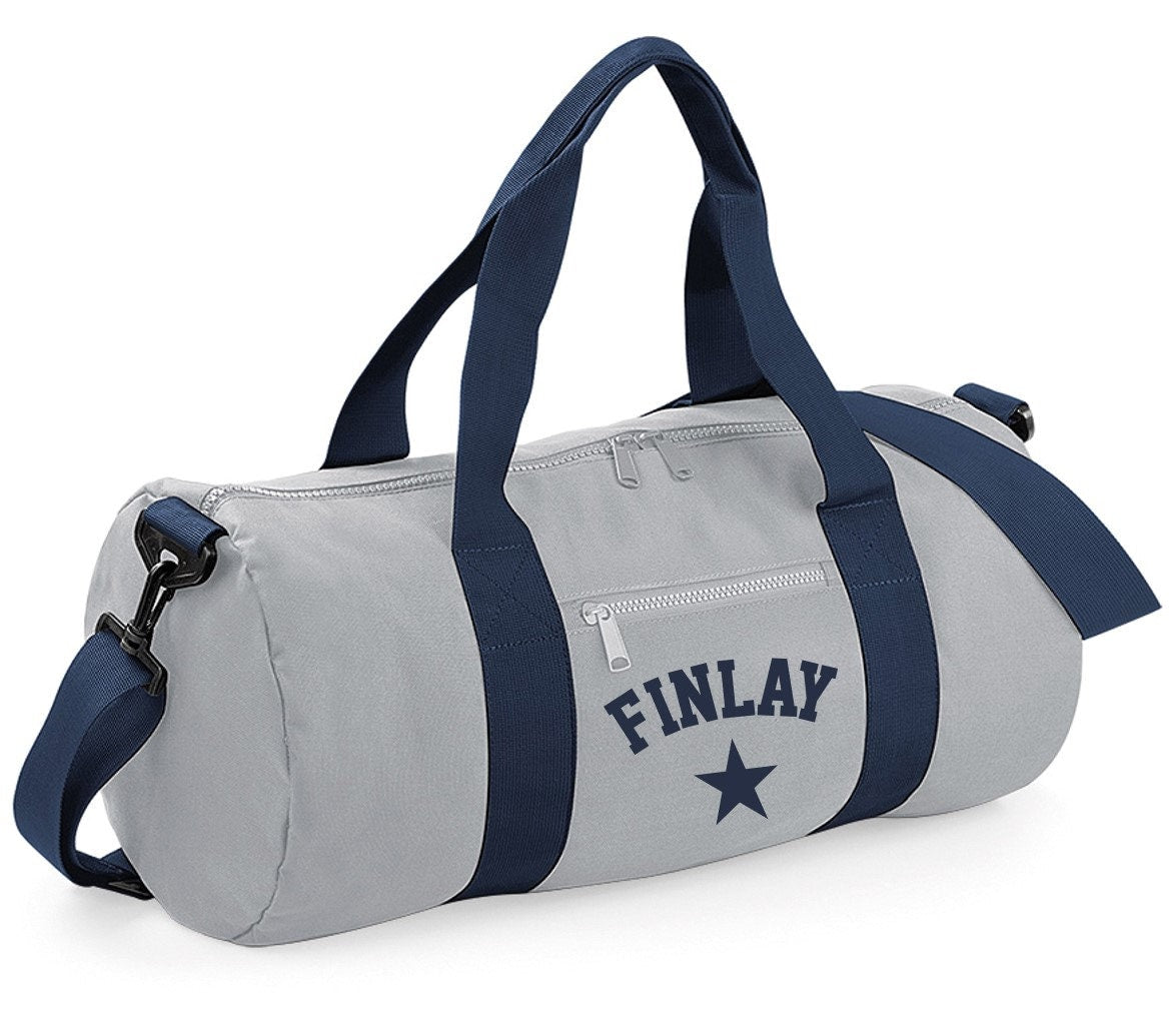 Personalised Varsity Star Name Barrel Bag