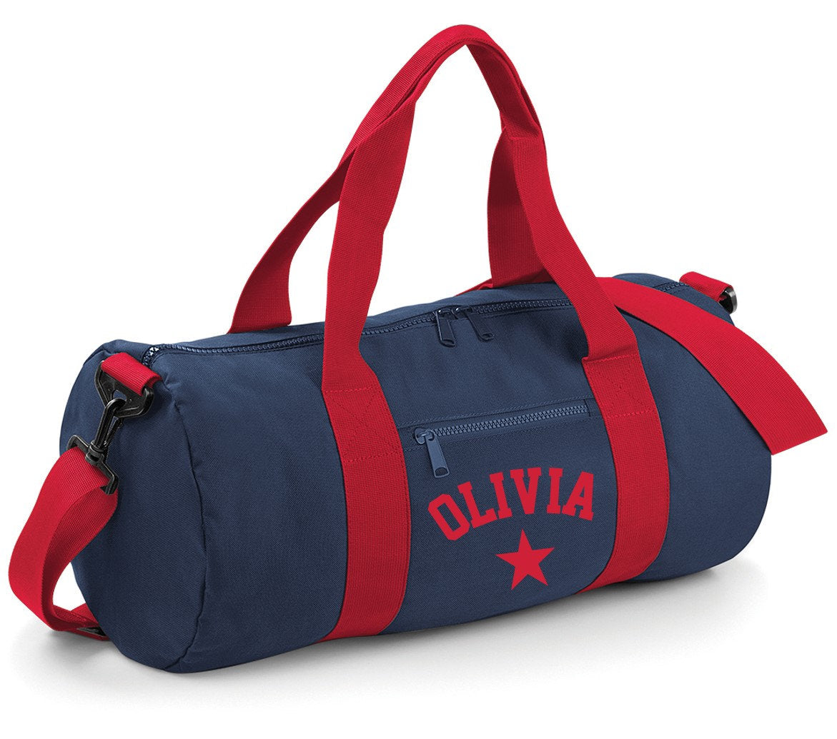 Personalised Varsity Star Name Barrel Bag
