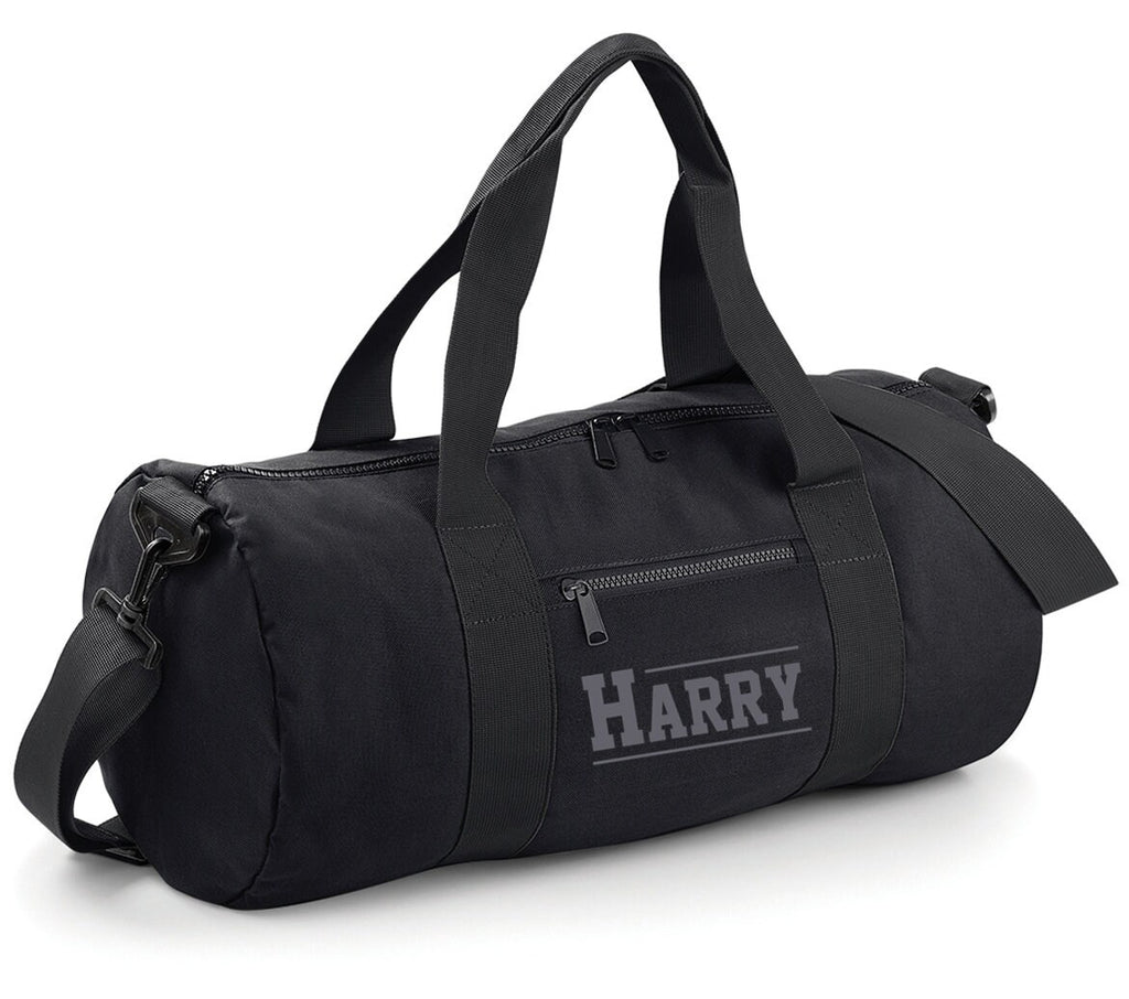 Personalised Varsity Name Barrel Bag