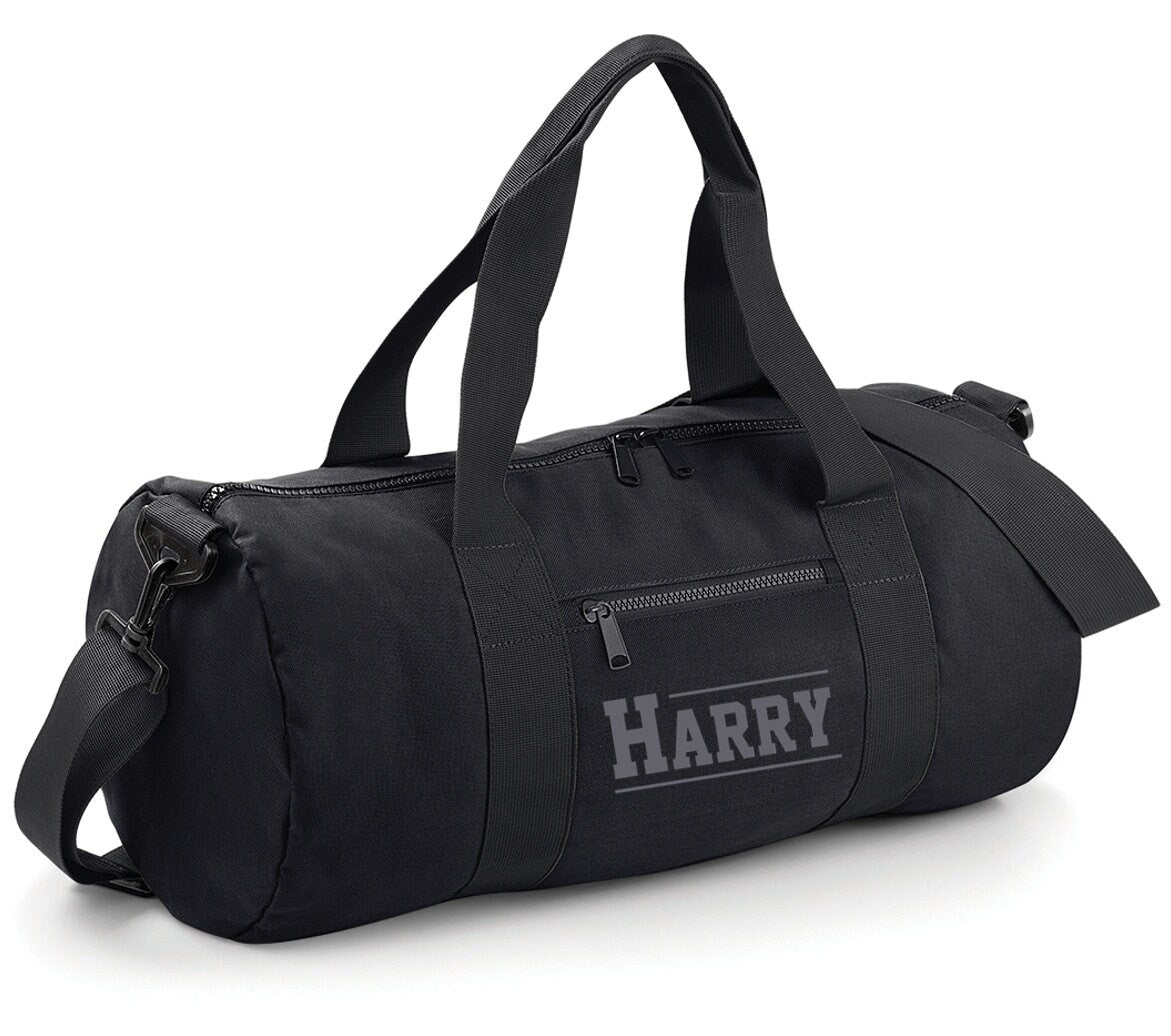 Personalised Varsity Name Barrel Bag