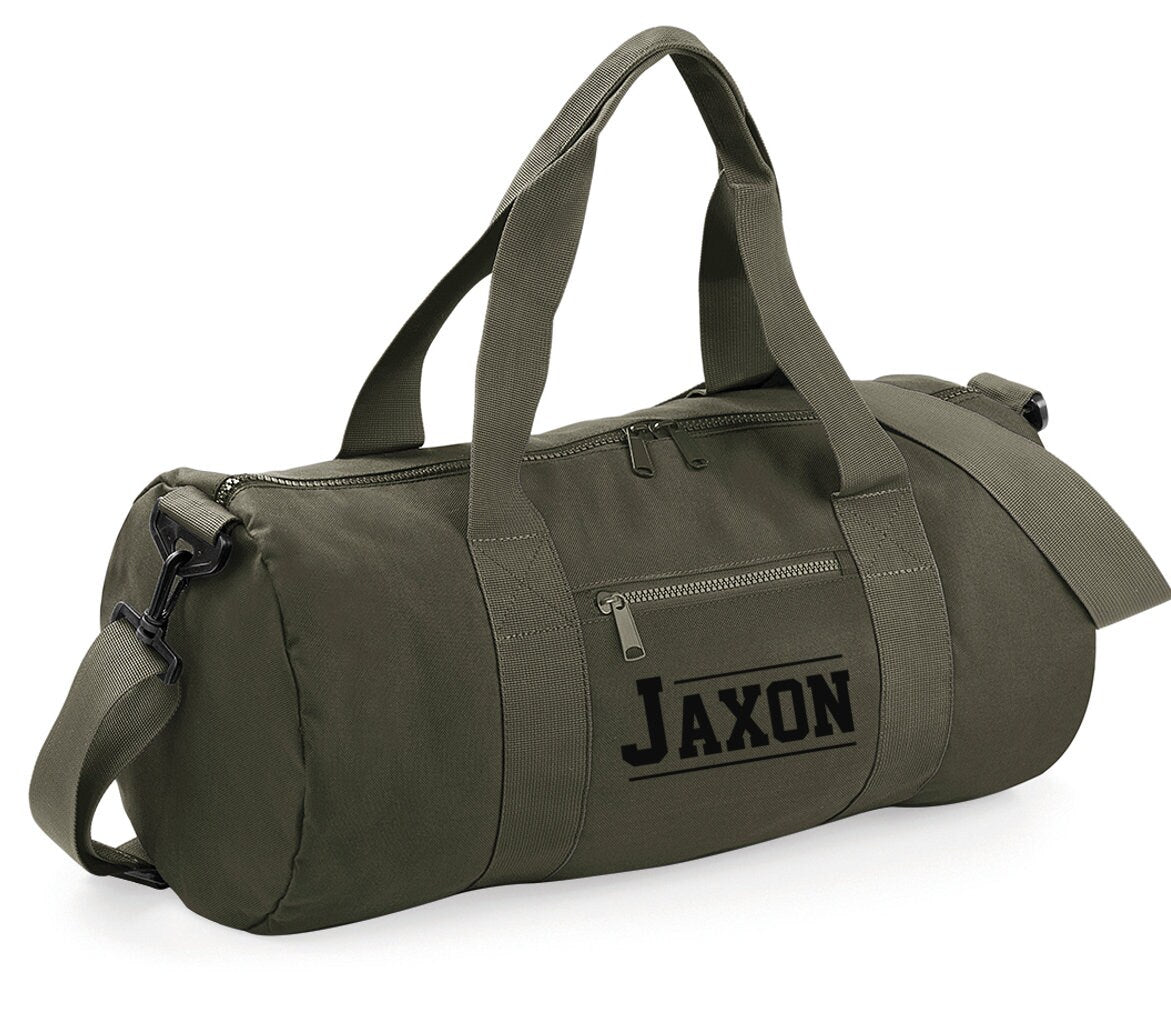 Personalised Varsity Name Barrel Bag