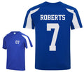 Kids Personalised Football Shirt Sports Kit Custom Initials Team Name Number (Royal Blue/White)