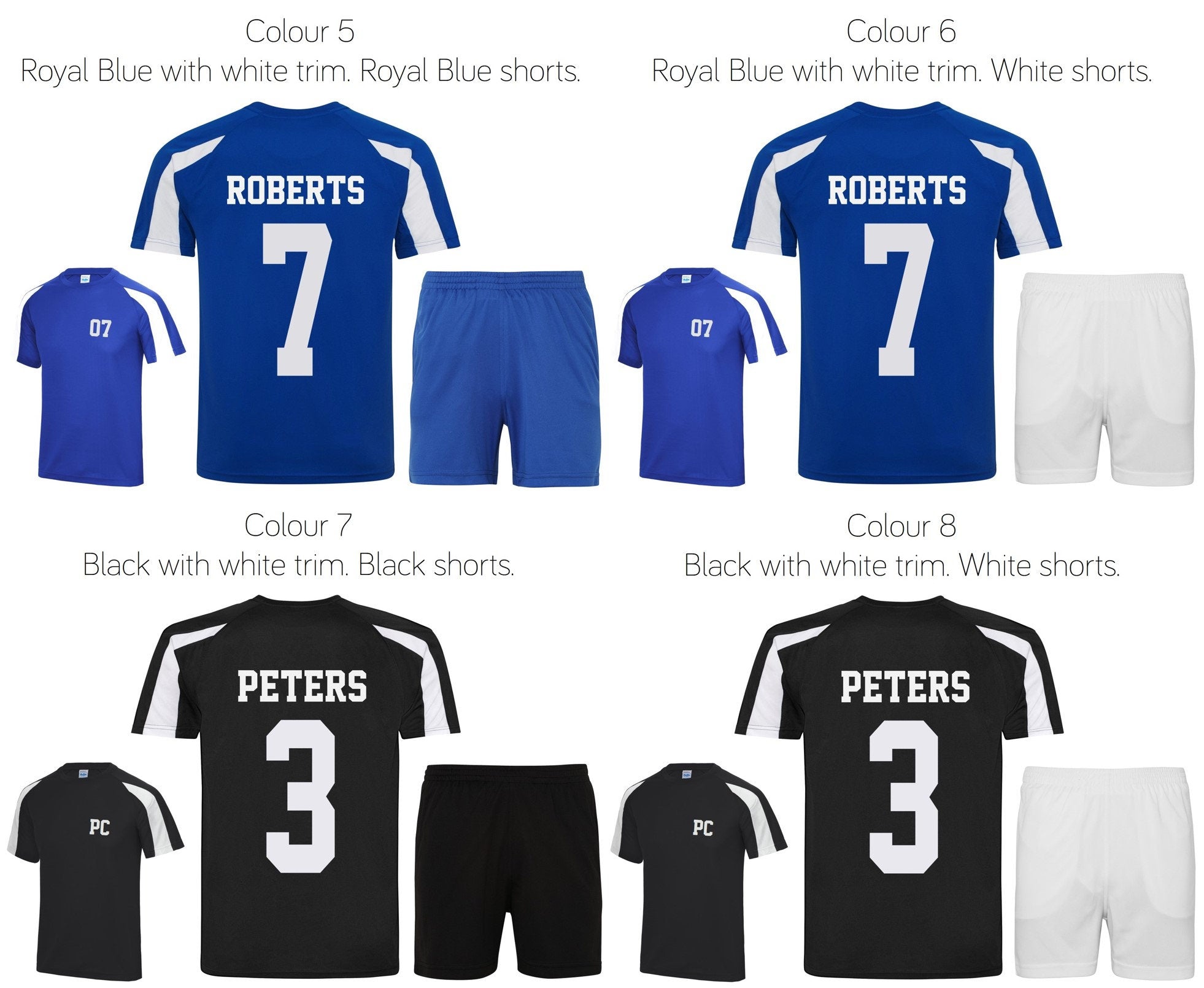 Kids Personalised Football Shirt & Shorts Sports Kit Custom Initials Team Name Number
