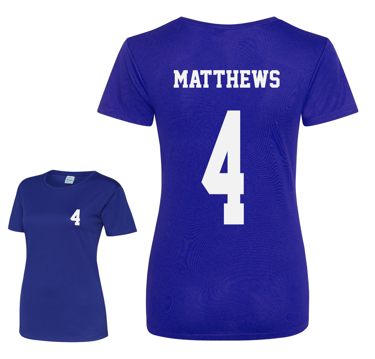 Ladies Personalised Football Name & Number Sports T-Shirt