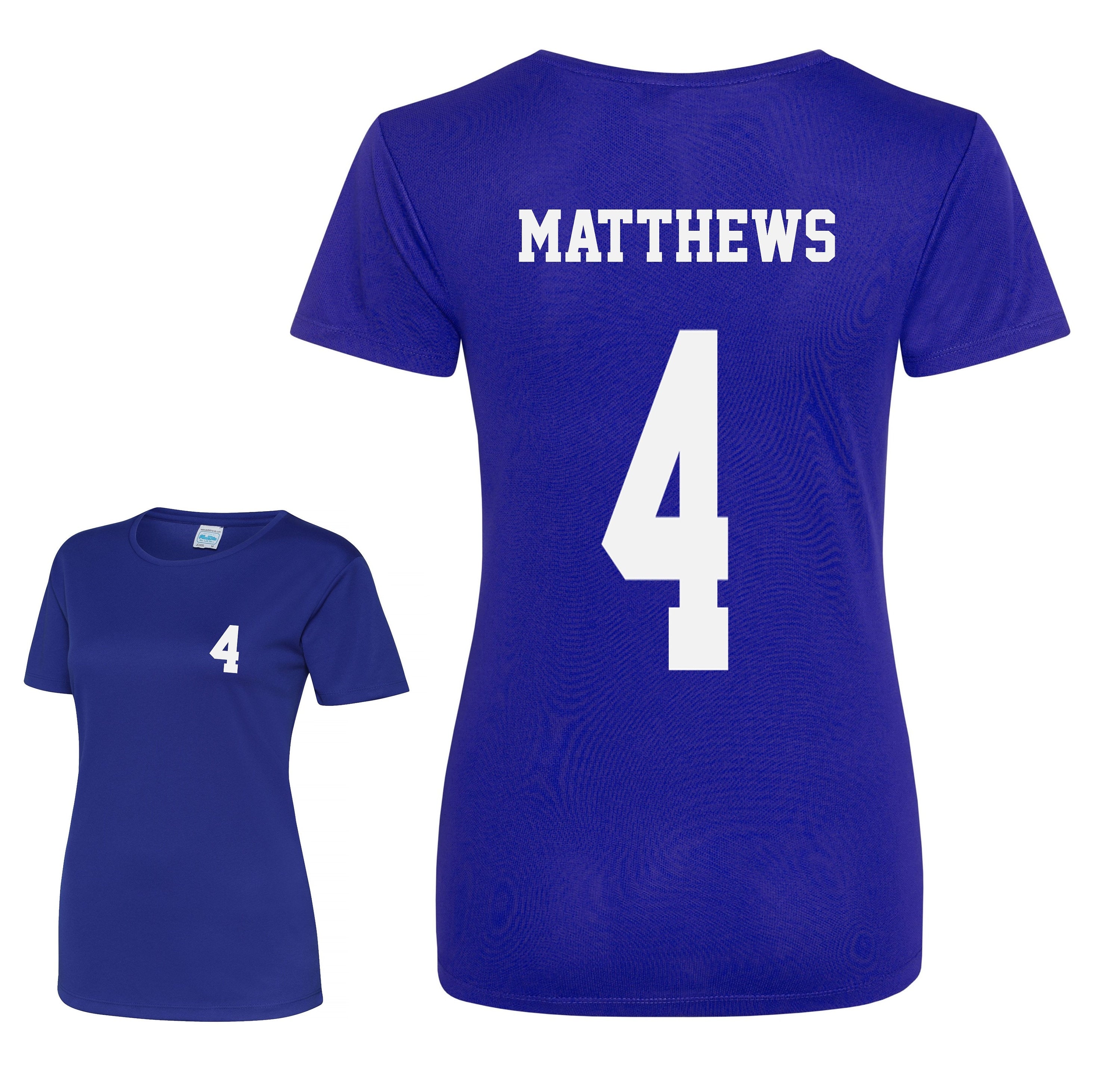Ladies Personalised Football Name & Number Sports T-Shirt