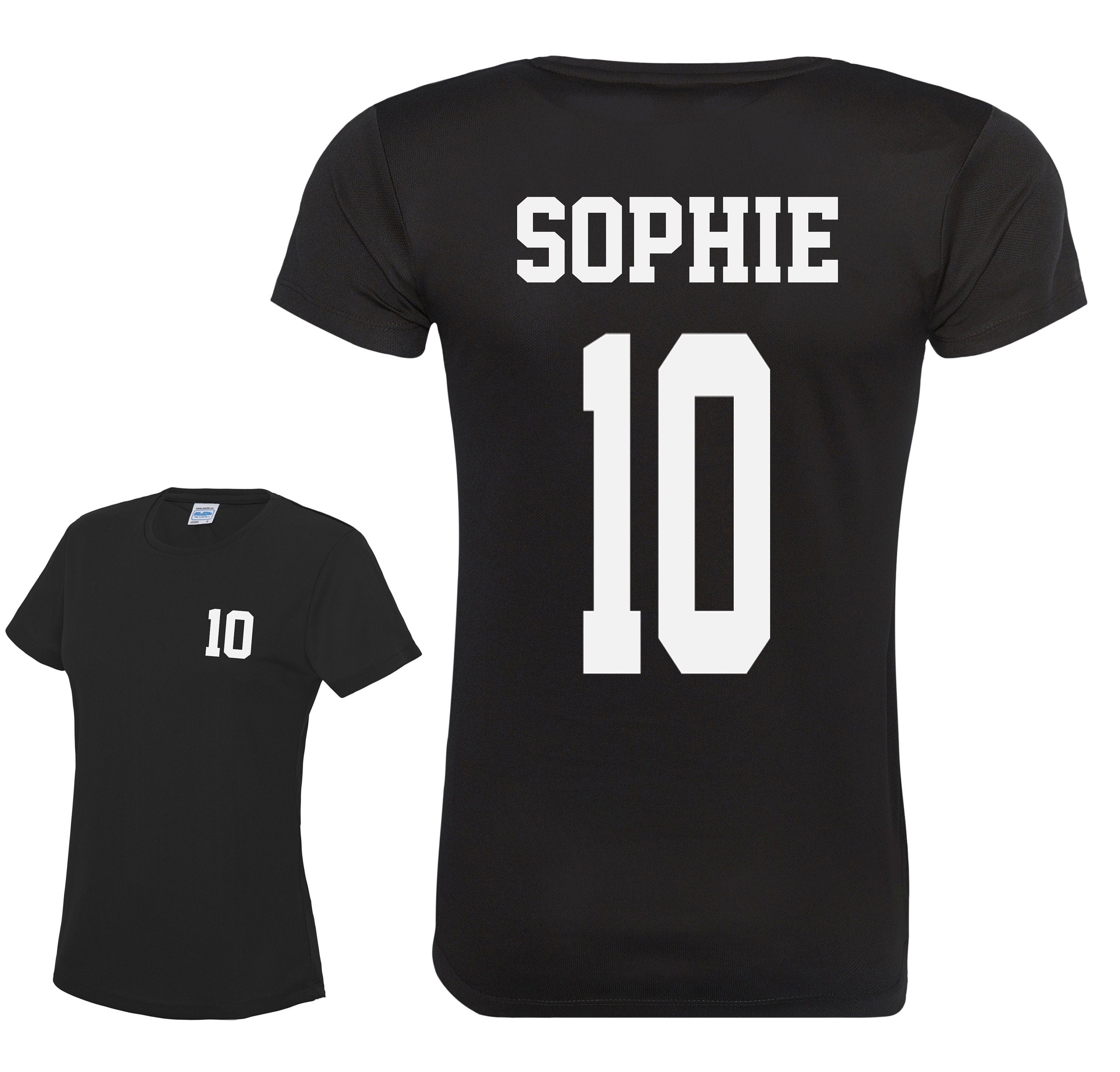 Ladies Personalised Football Name & Number Sports T-Shirt