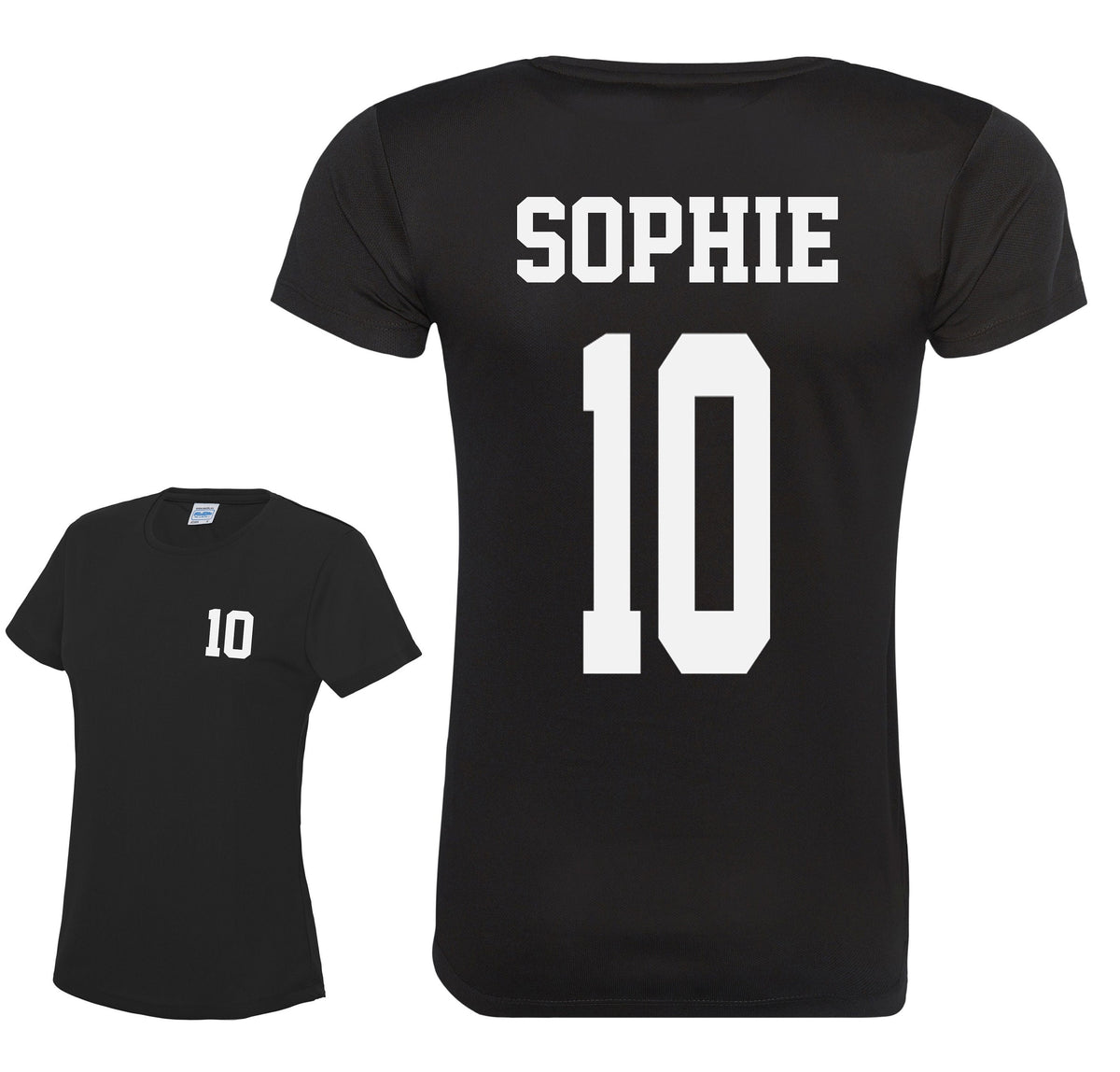 Ladies Personalised Football Name & Number Sports T-Shirt