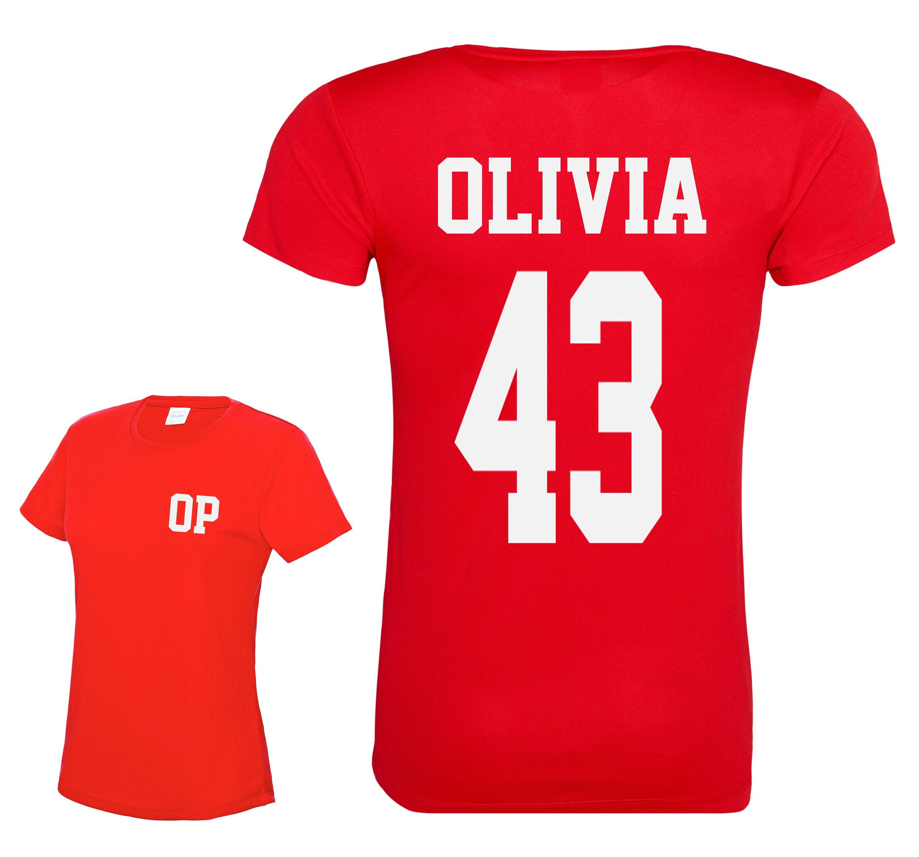 Ladies Personalised Football Name & Number Sports T-Shirt