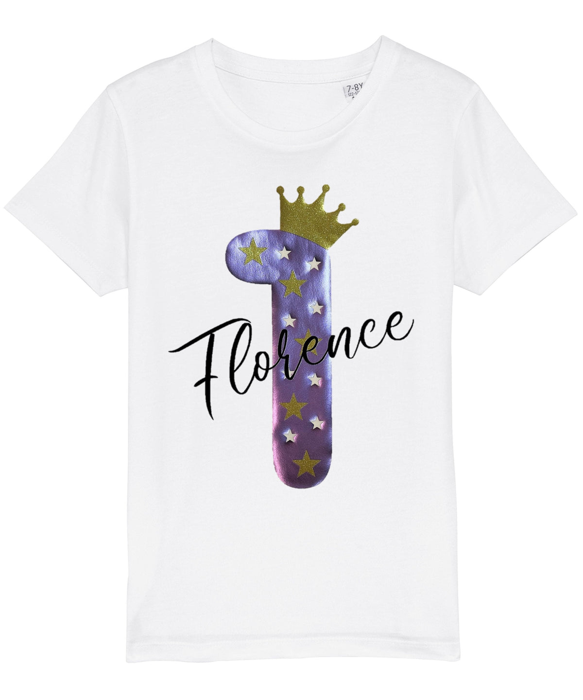 Kids Personalised Name & Age Glitter Birthday T-Shirt