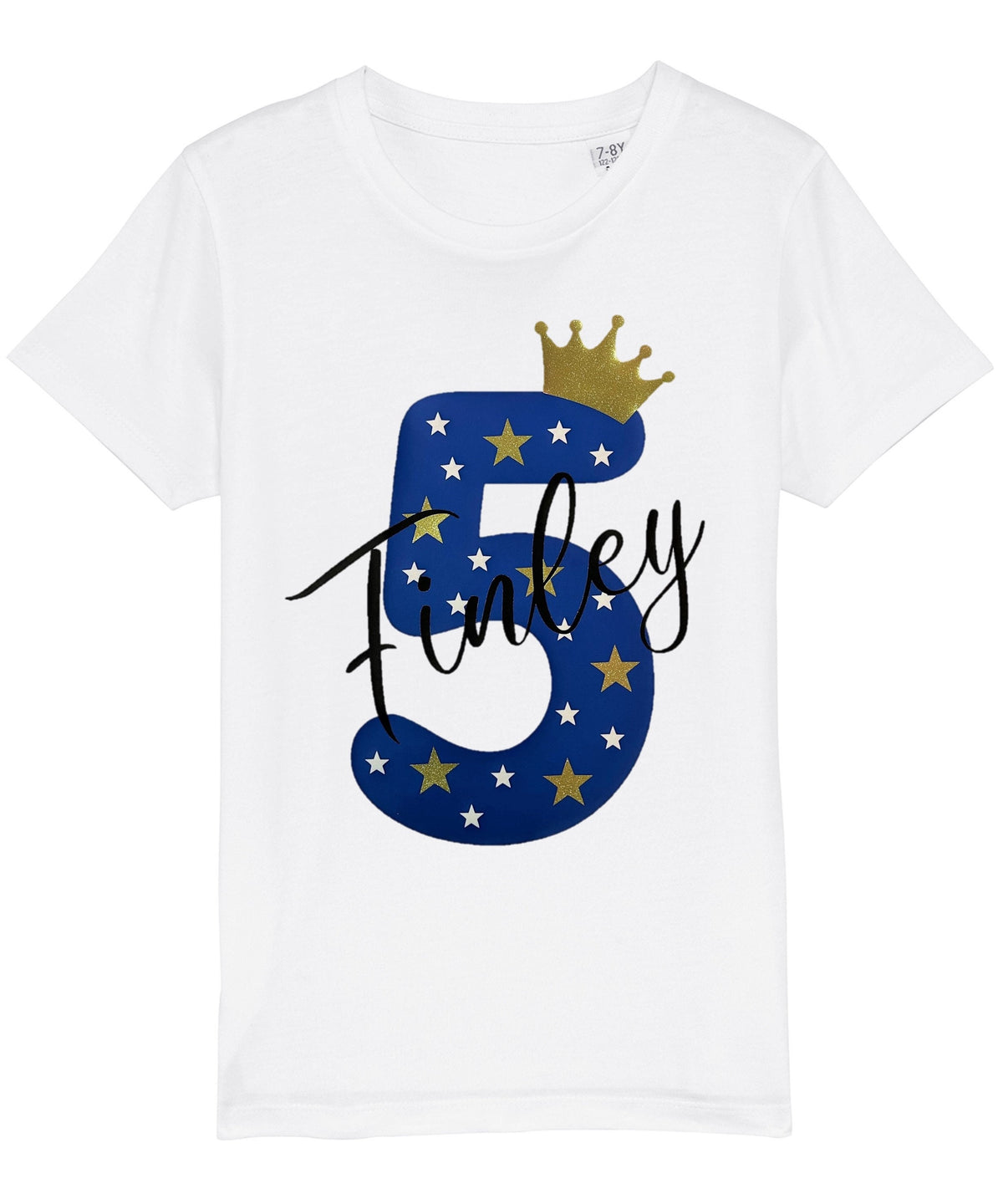 Kids Personalised Name & Age Glitter Birthday T-Shirt