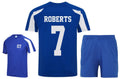 Kids Personalised Football Kit (T-Shirt & Shorts) Royal Blue/White