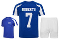 Kids Personalised Football Kit (T-Shirt & Shorts) Royal Blue/White
