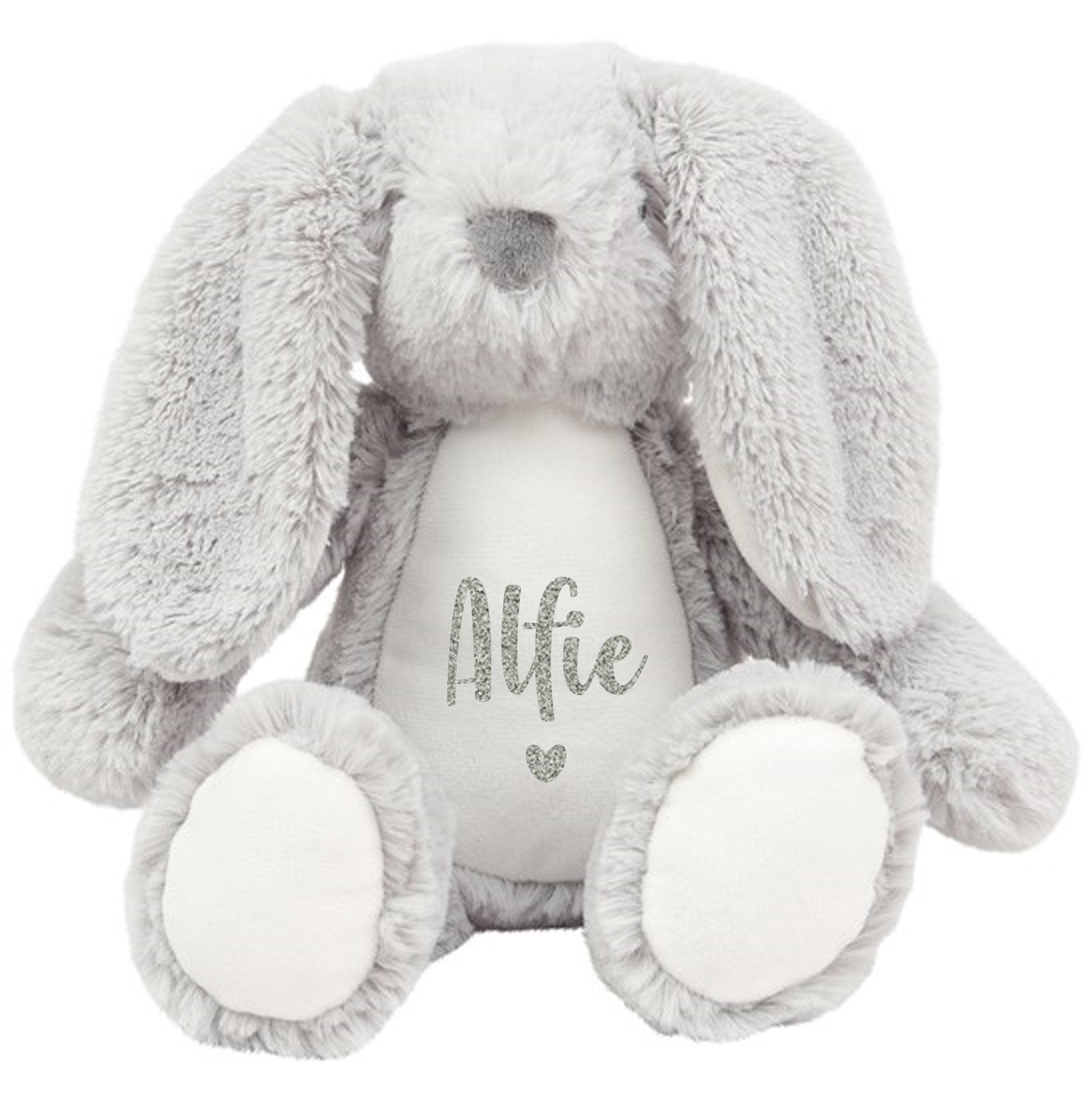 Personalised Name Grey Bunny Rabbit Plush Cuddly Toy