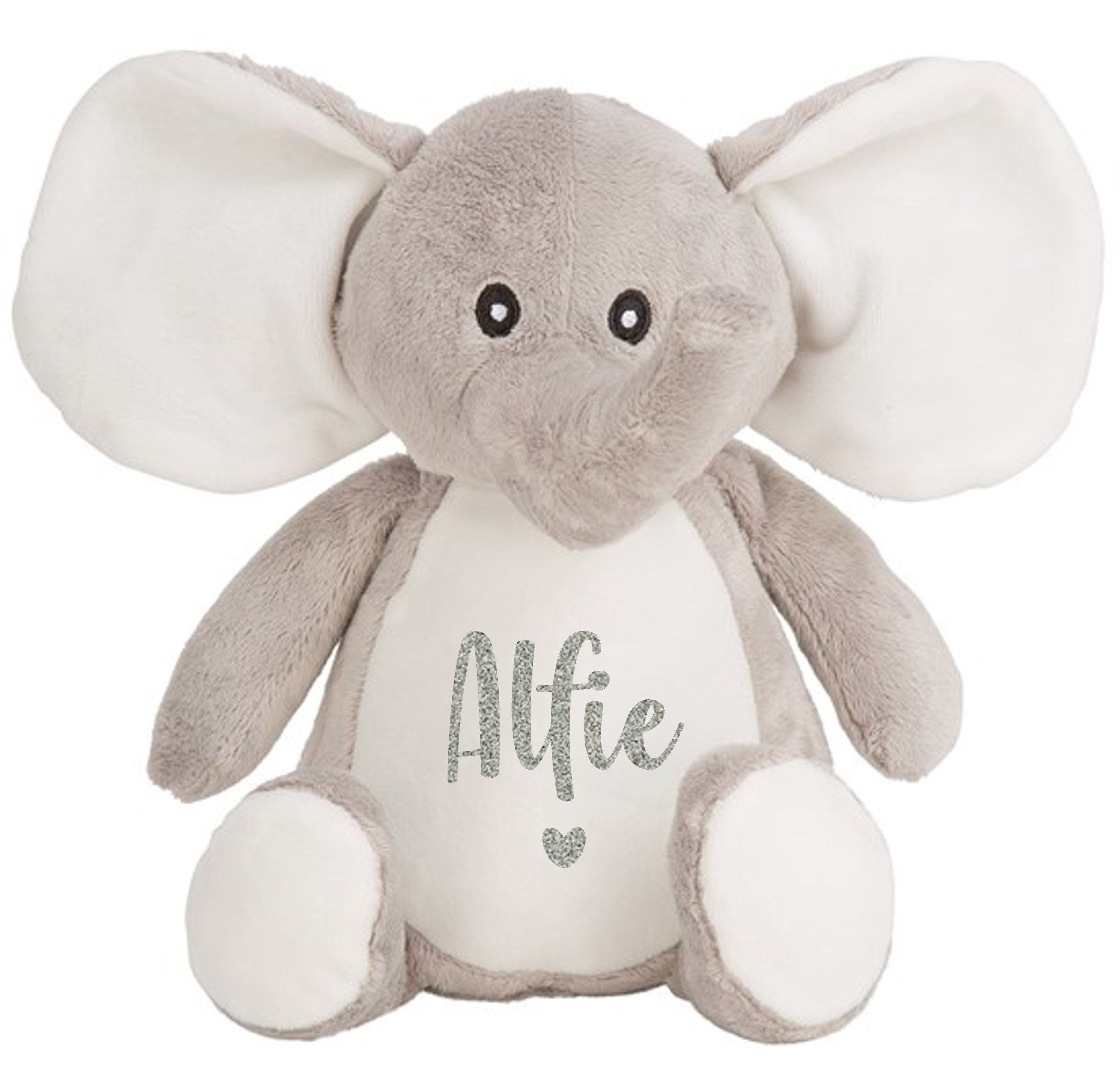 Personalised Name Grey Elephant Plush Cuddly Toy