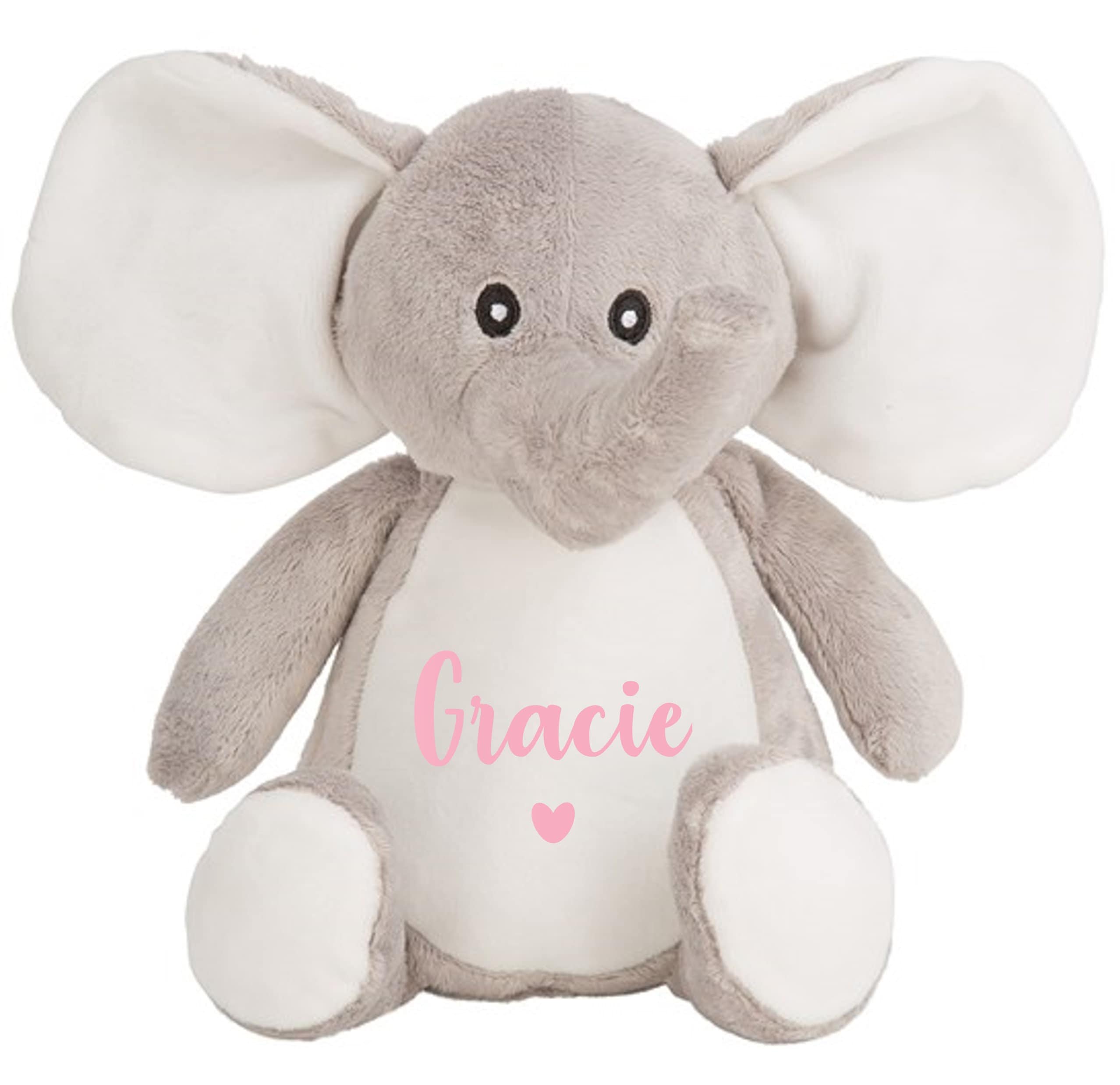 Personalised Name Grey Elephant Plush Cuddly Toy