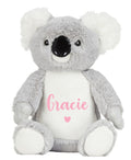 Personalised Name Grey Koala Bear Plush Cuddly Toy