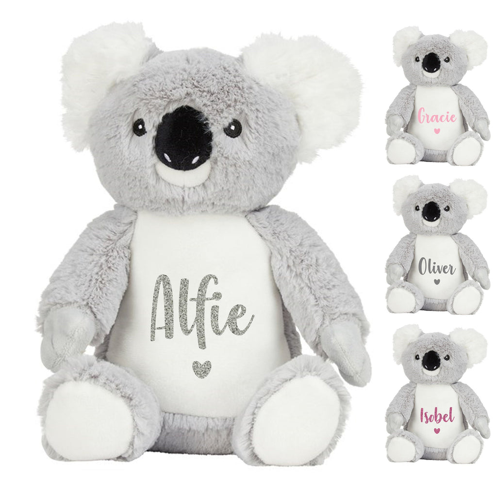 Personalised Name Grey Koala Bear Plush Cuddly Toy