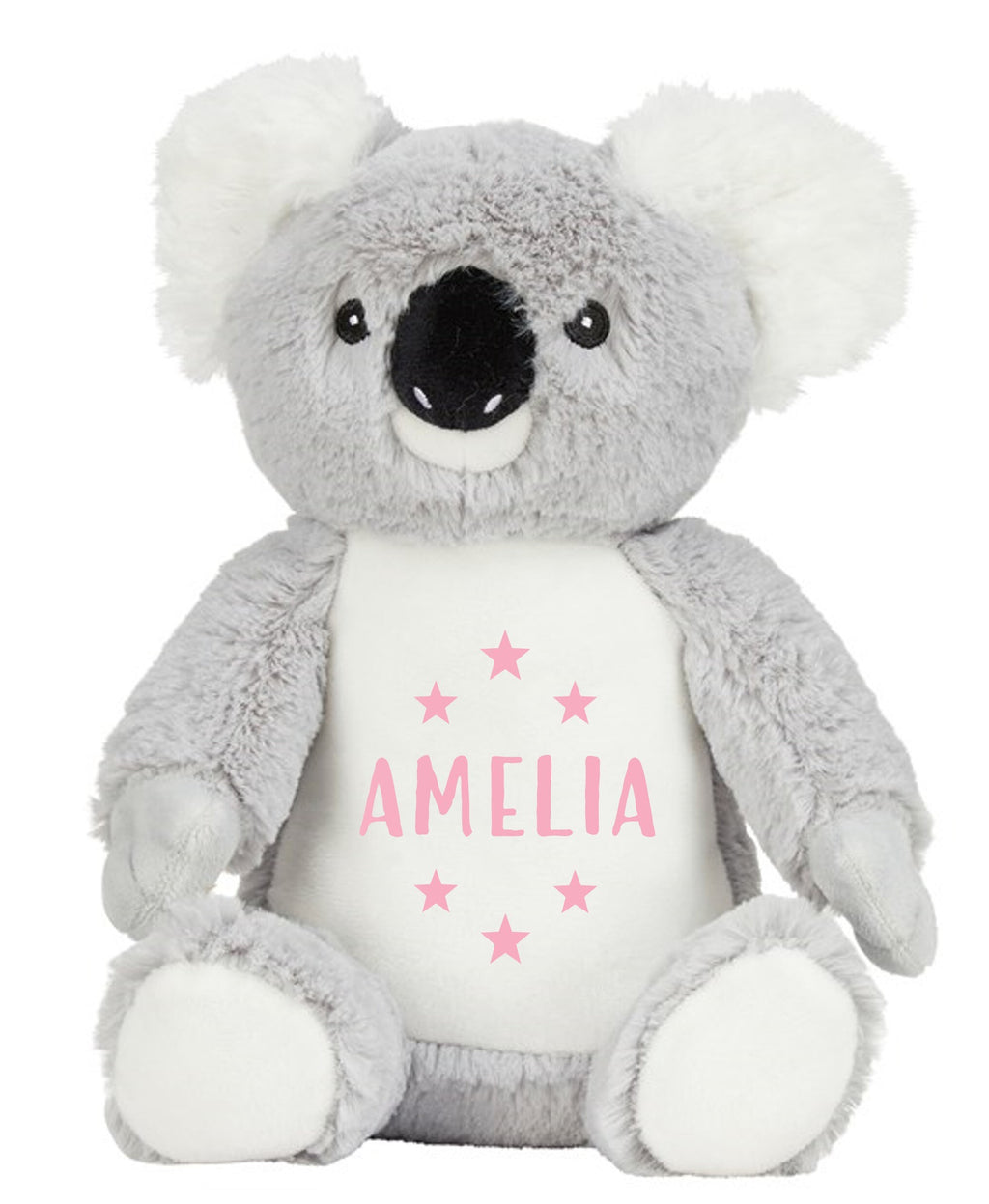 Personalised Name Grey Koala Bear Plush Cuddly Toy