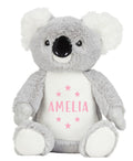 Personalised Name Grey Koala Bear Plush Cuddly Toy