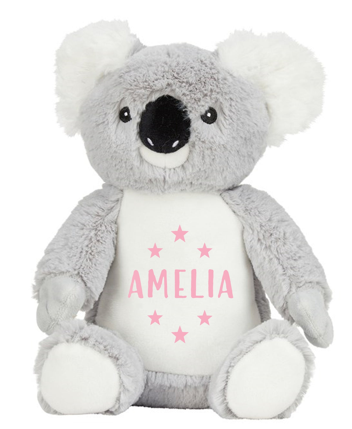 Personalised Name Grey Koala Bear Plush Cuddly Toy