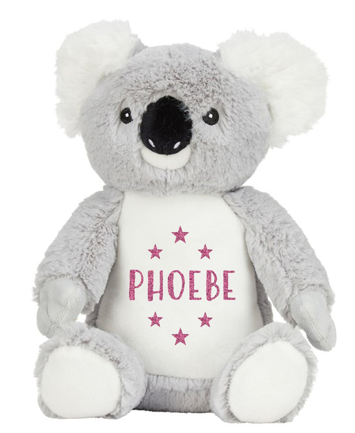 Personalised Name Grey Koala Bear Plush Cuddly Toy