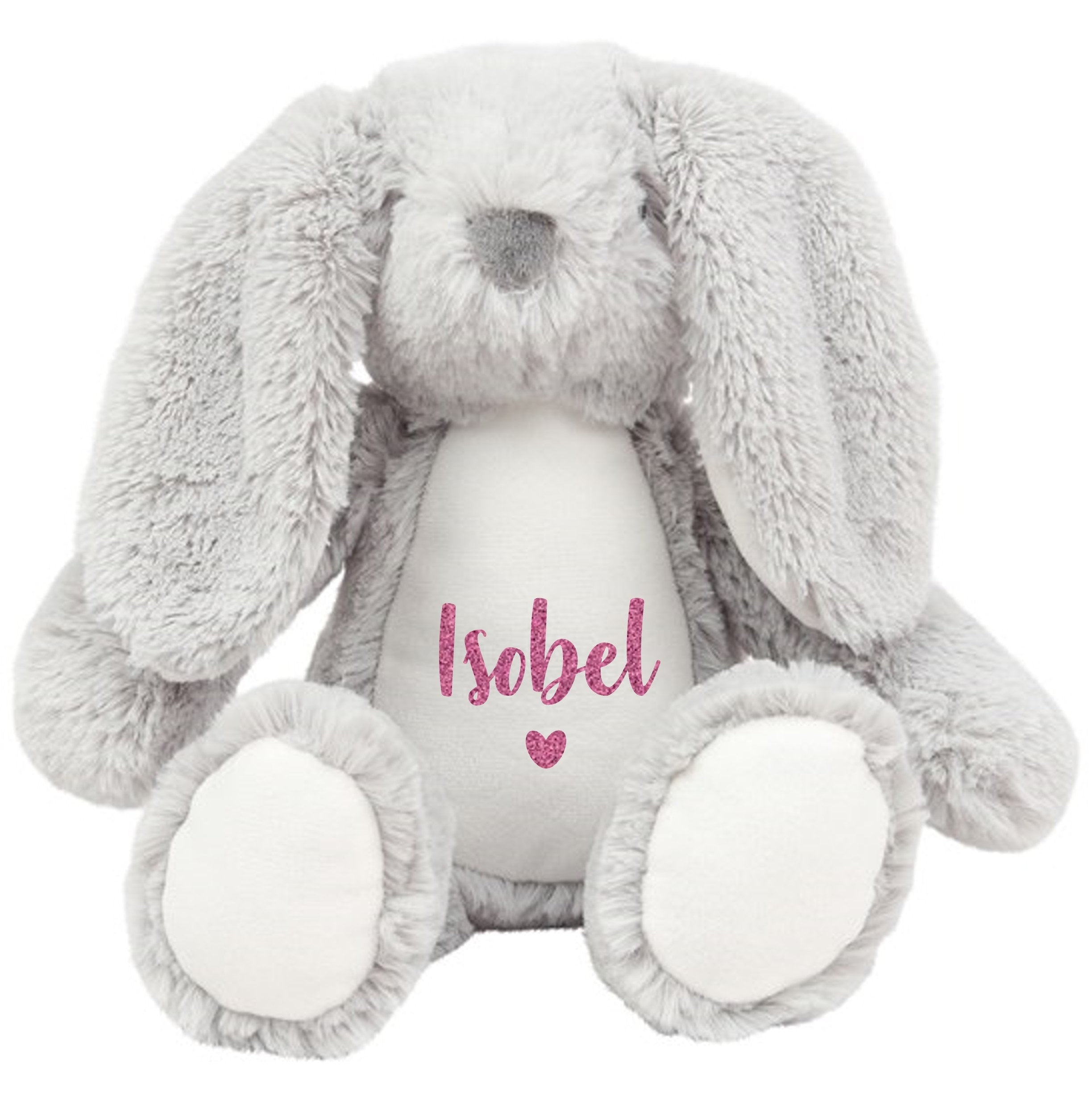 Personalised Name Grey Bunny Rabbit Plush Cuddly Toy