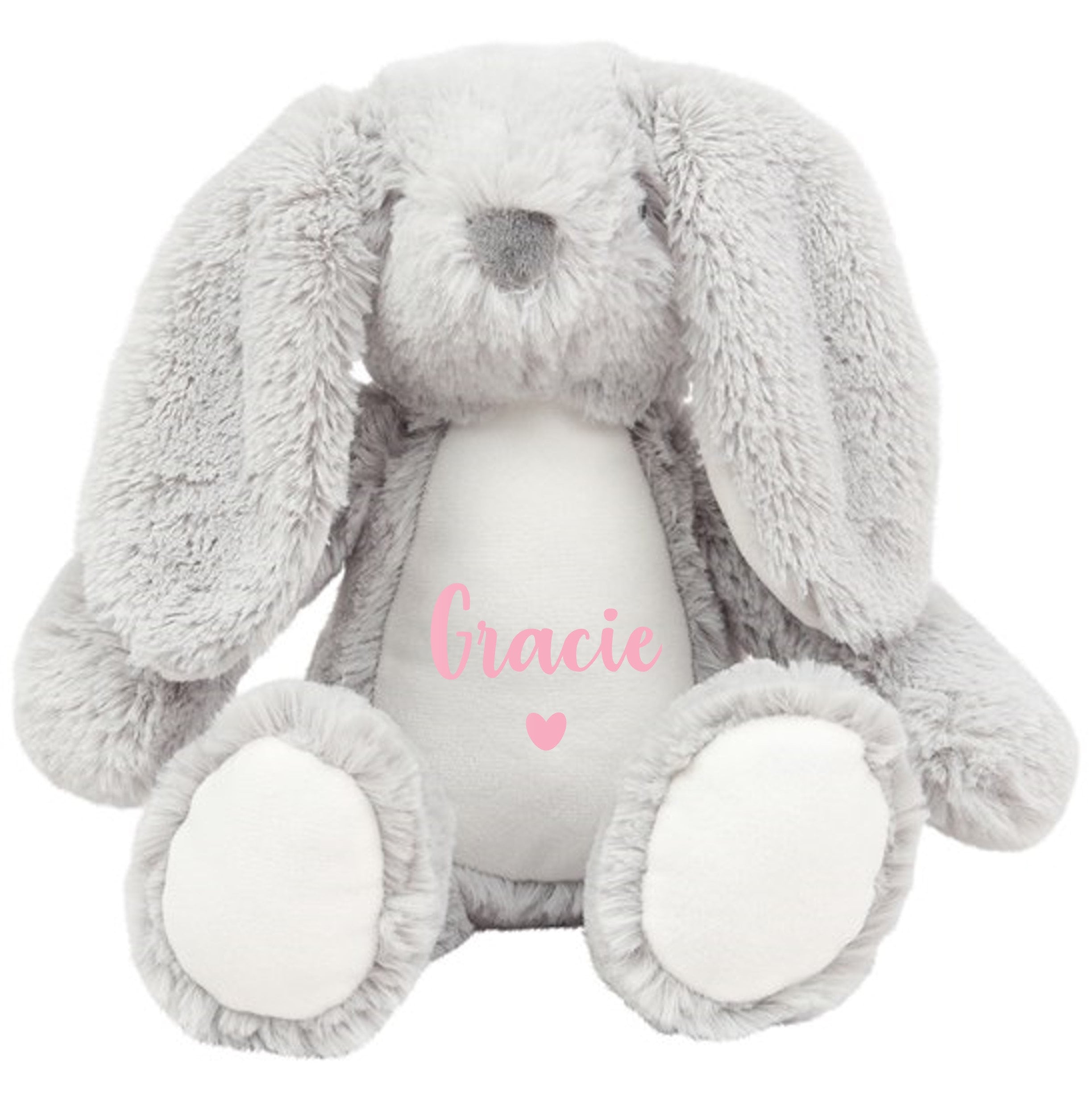 Personalised Name Grey Bunny Rabbit Plush Cuddly Toy