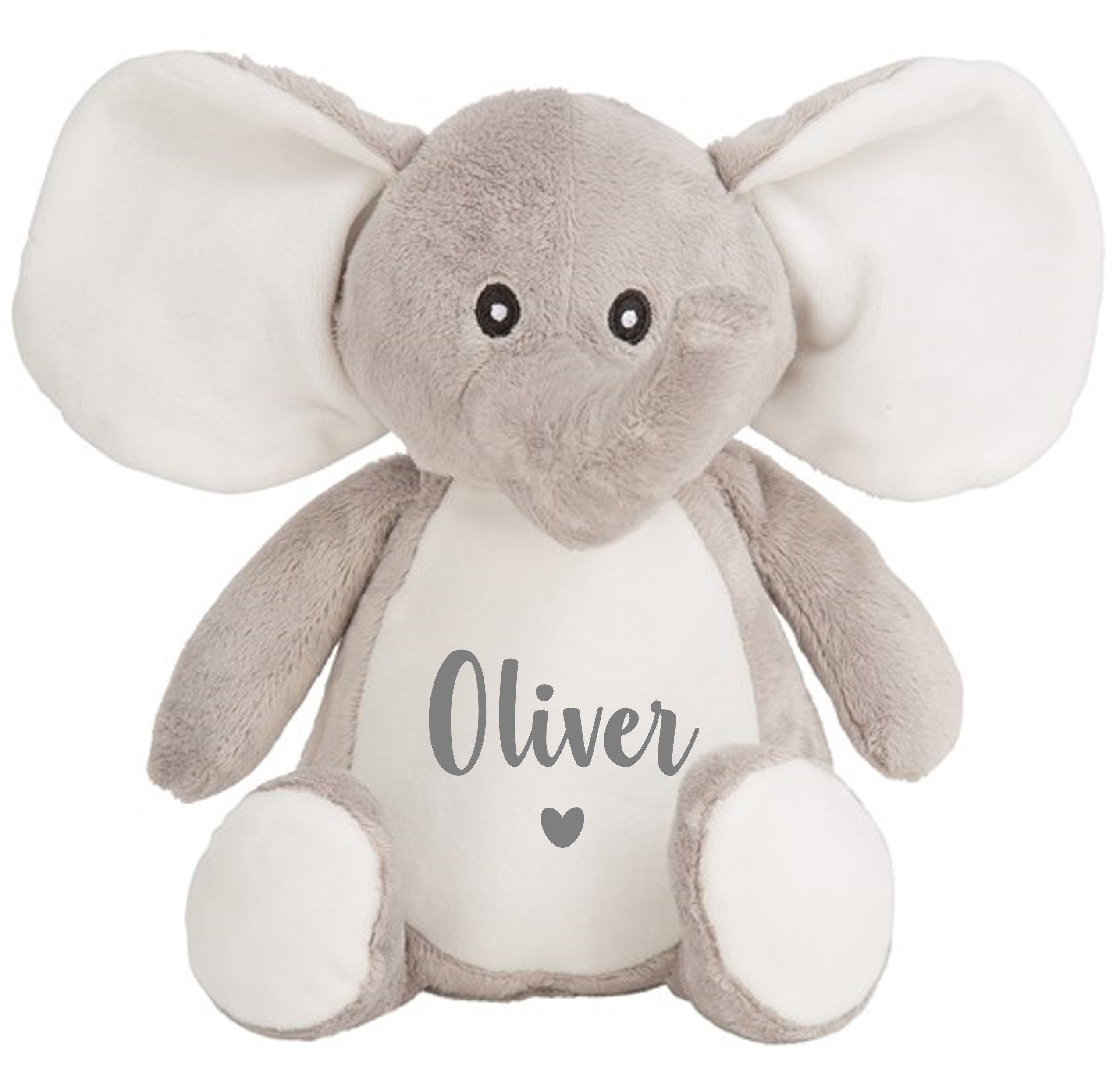 Personalised Name Grey Elephant Plush Cuddly Toy