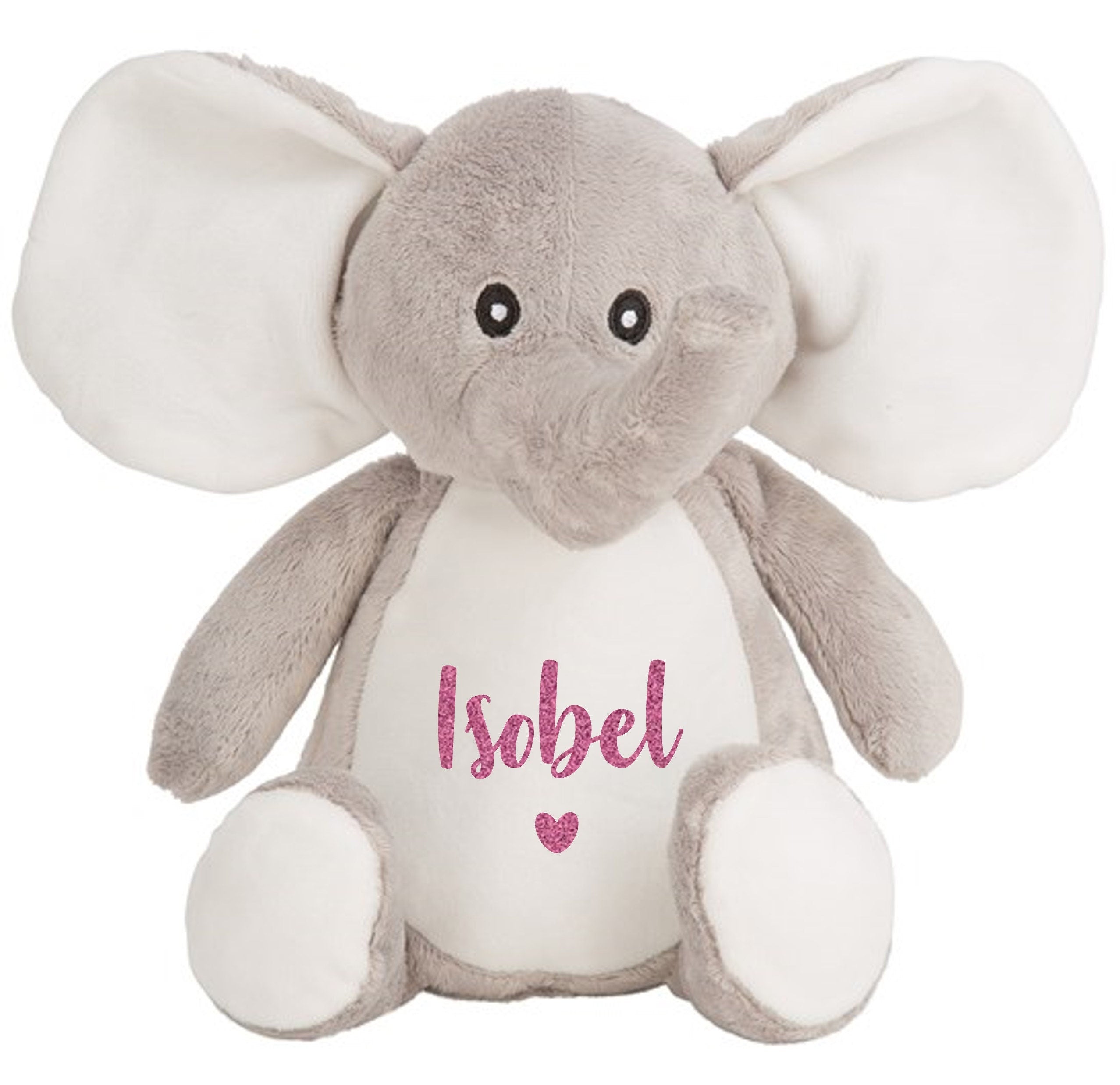 Personalised Name Grey Elephant Plush Cuddly Toy