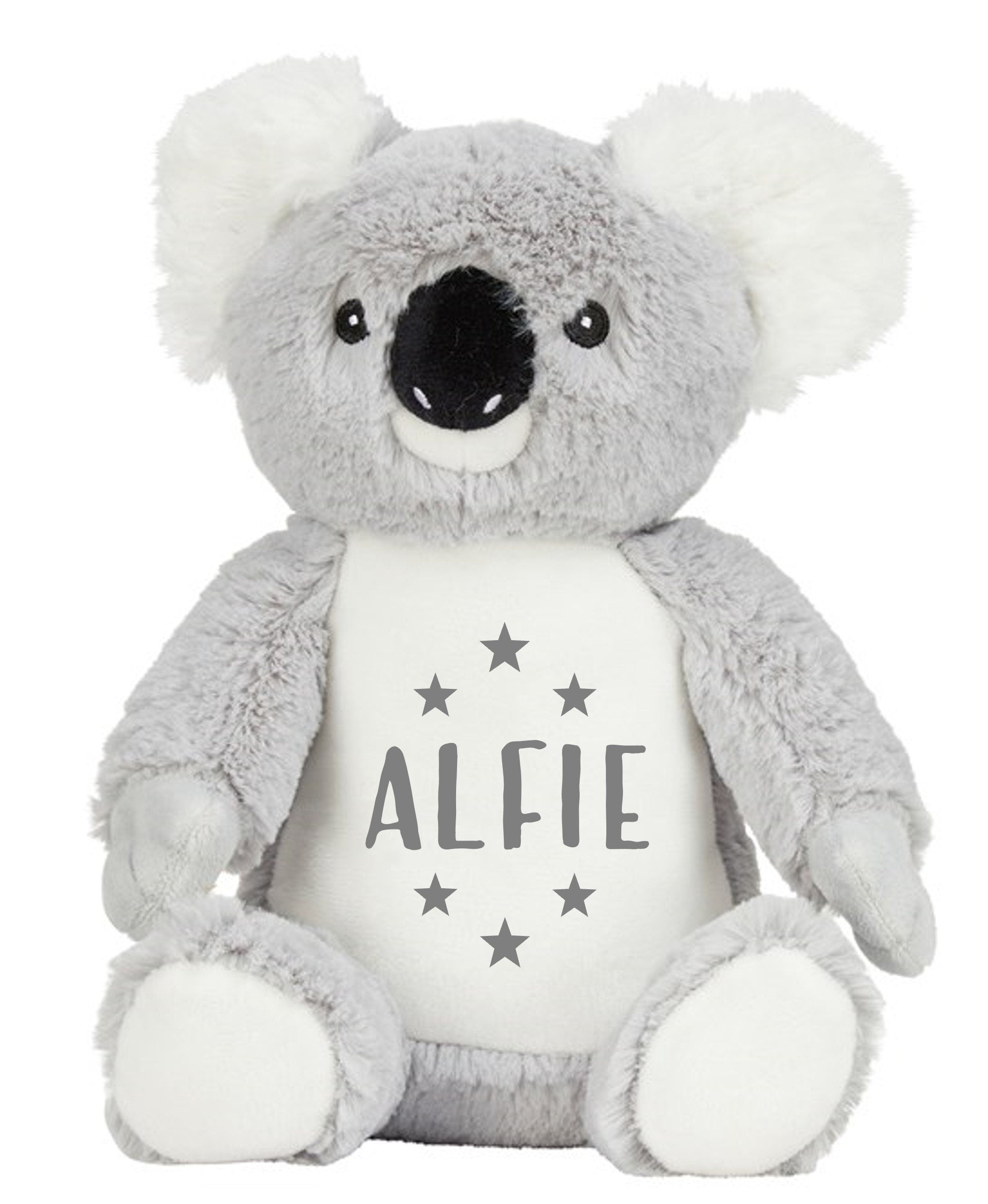 Personalised Name Grey Koala Bear Plush Cuddly Toy