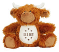Personalised Name Brown Highland Cow Plush Cuddly Toy