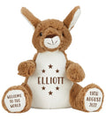 Personalised Brown Kangaroo Plush Cuddly Toy - Printed Name, Date of Birth, Welcome To The World, Happy 1st Birthday