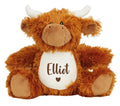 Personalised Name Brown Highland Cow Plush Cuddly Toy