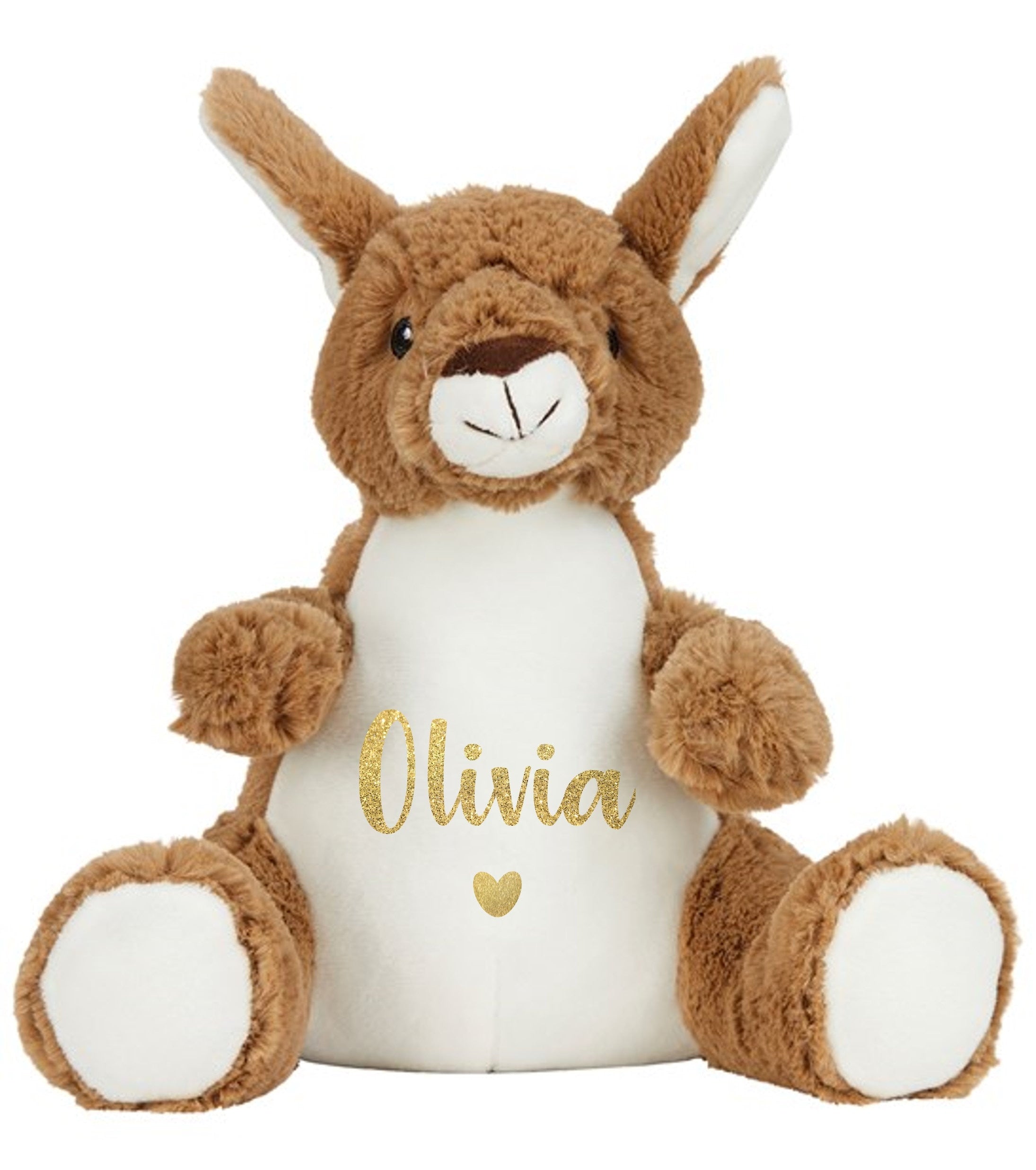 Personalised Name Brown Kangaroo Plush Cuddly Toy