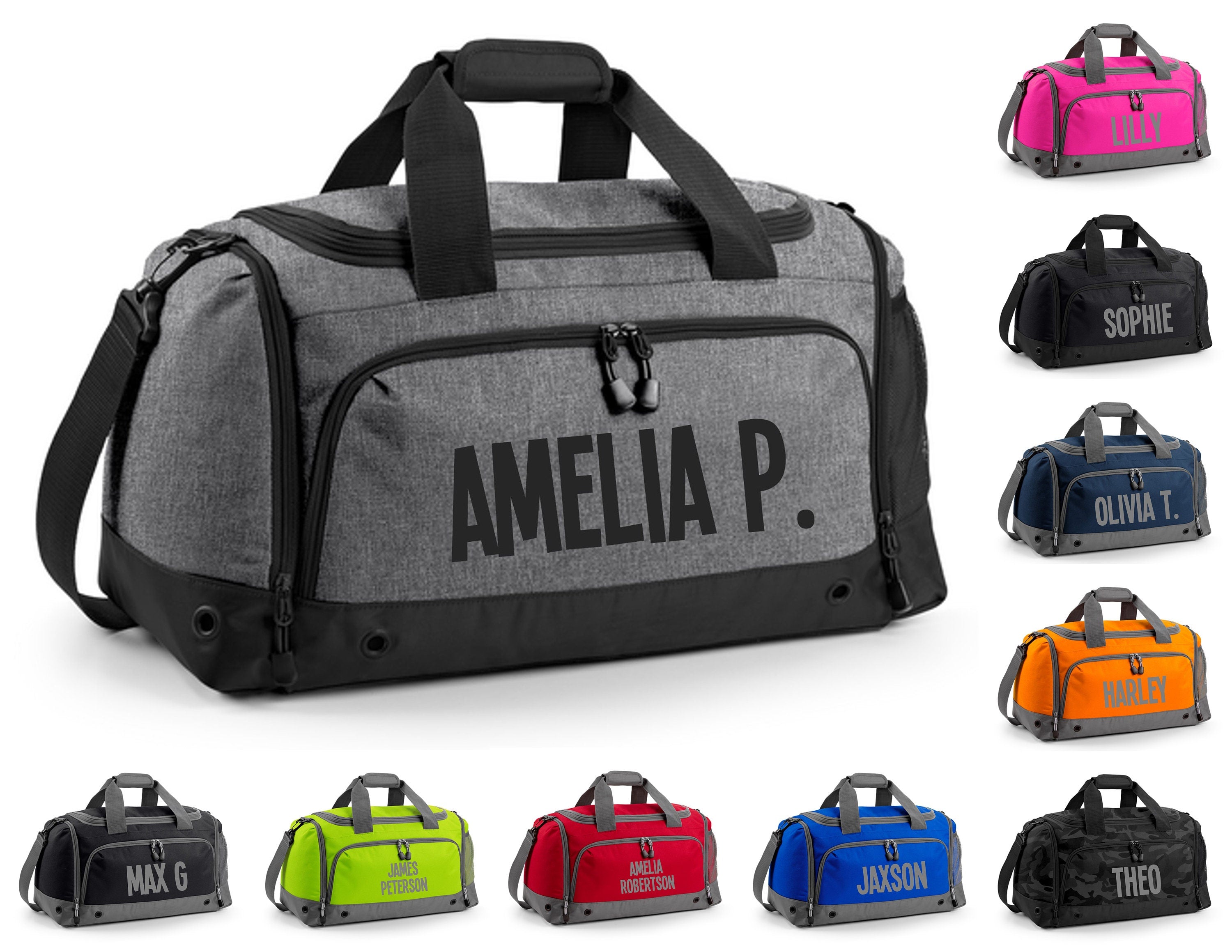 Kids Personalised Name Holdall Boys Girls Sports PE School Football Bag Printed