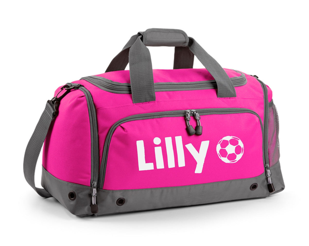 Kids Personalised Name Football Holdall Boys Girls Sports PE School Bag Printed