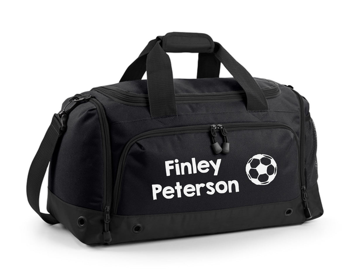 Kids Personalised Name Football Holdall Boys Girls Sports PE School Bag Printed