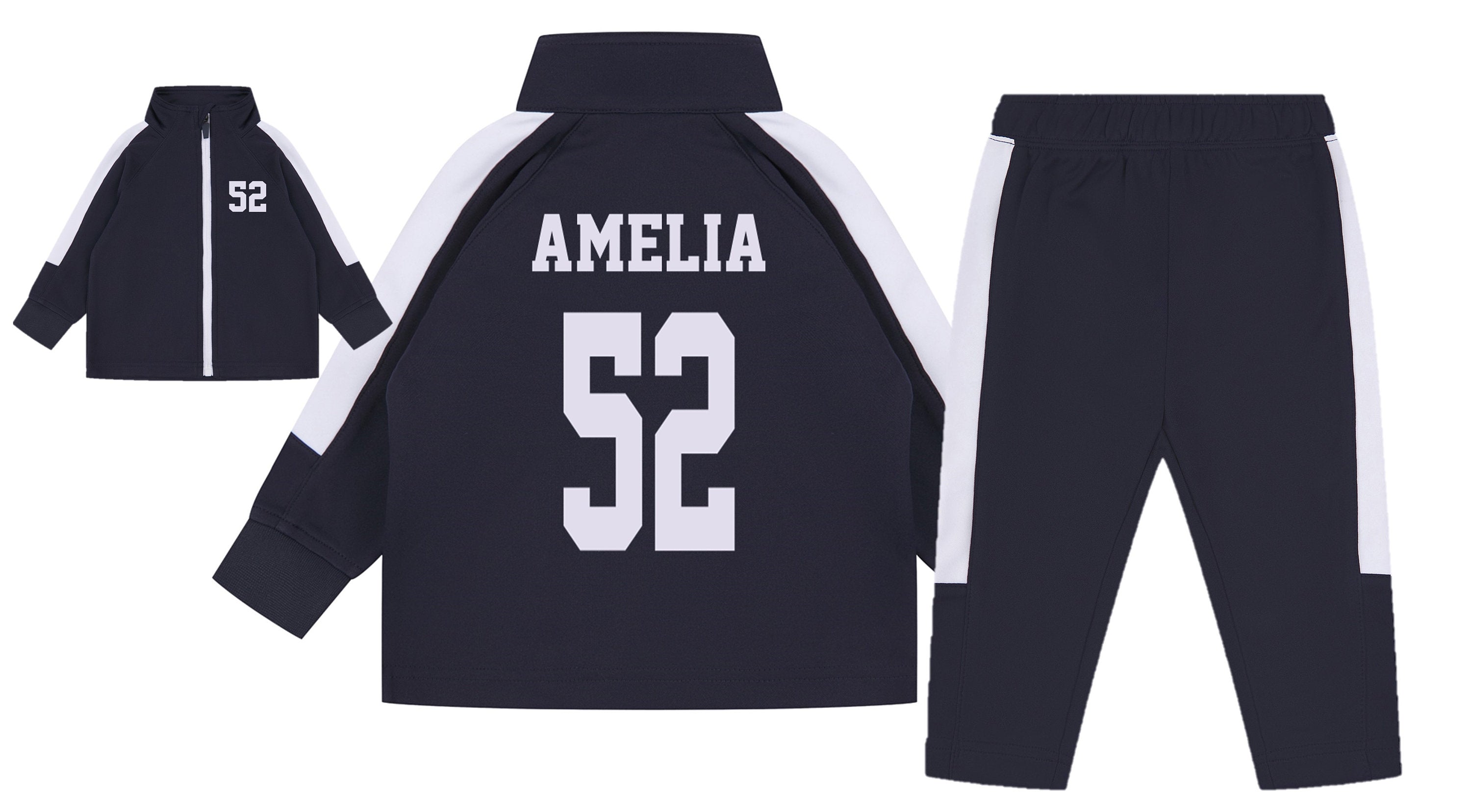 Baby & Toddler Personalised Football Kit Tracksuit (Jacket + Trousers) Name + Number