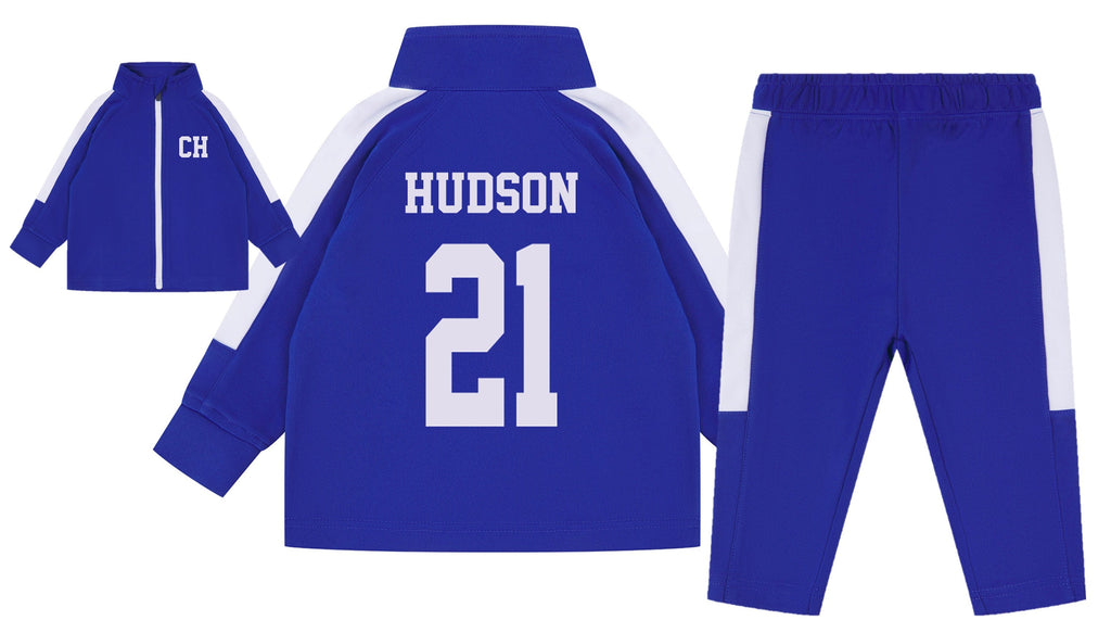 Baby & Toddler Personalised Football Kit Tracksuit (Jacket + Trousers) Name + Number