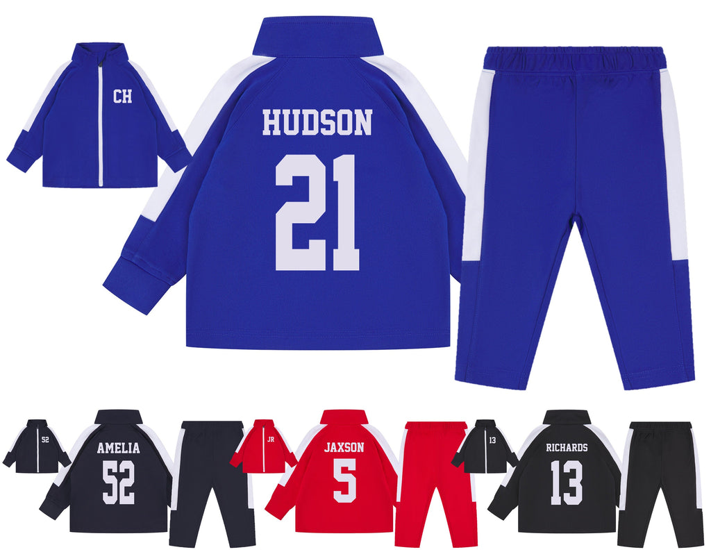 Baby & Toddler Personalised Football Kit Tracksuit (Jacket + Trousers) Name + Number