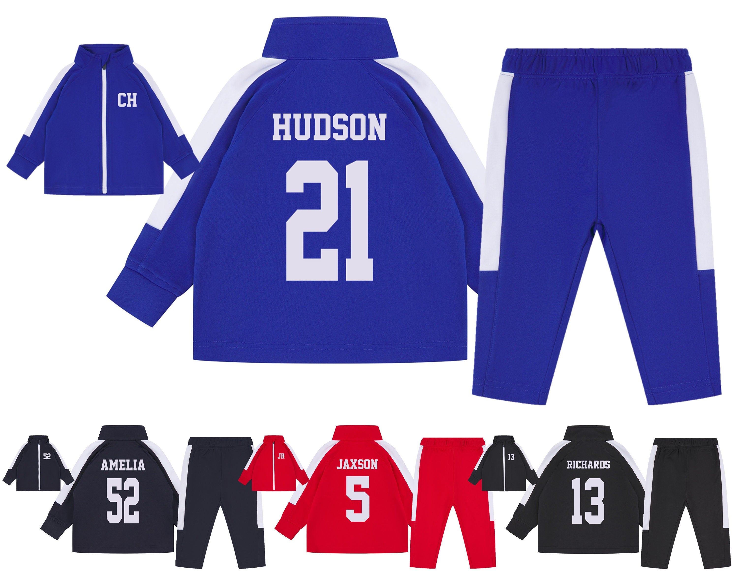 Baby & Toddler Personalised Football Kit Tracksuit (Jacket + Trousers) Name + Number