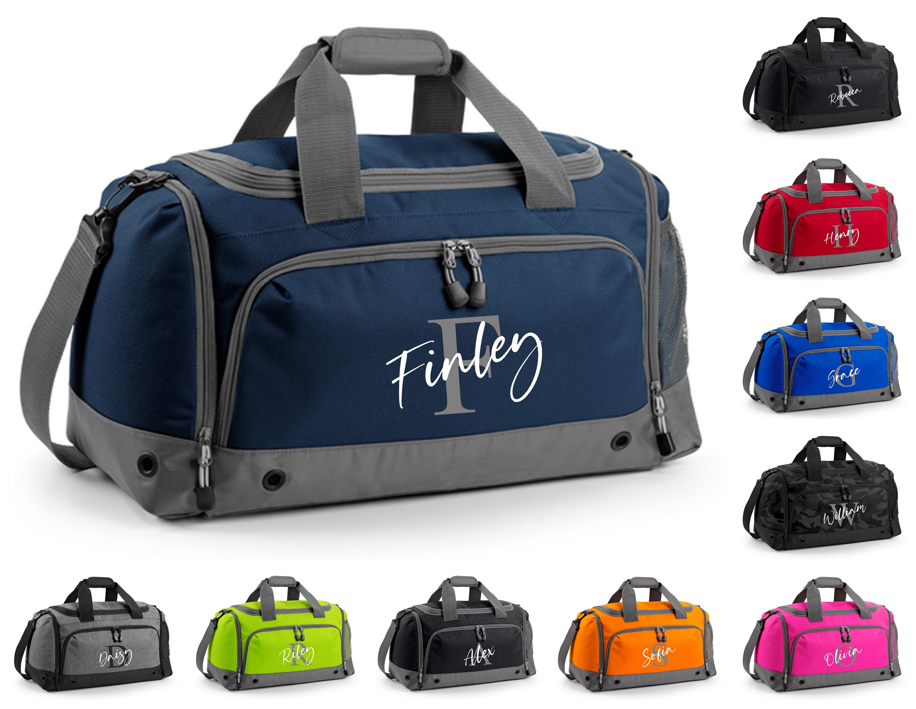 Kids Personalised Name Holdall Boys Girls Sports PE School Football Bag Printed