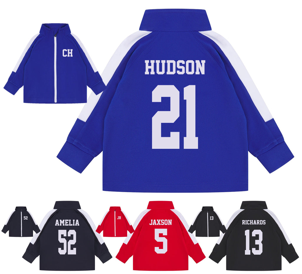 Baby & Toddler Personalised Football Kit Tracksuit Jacket Name + Number