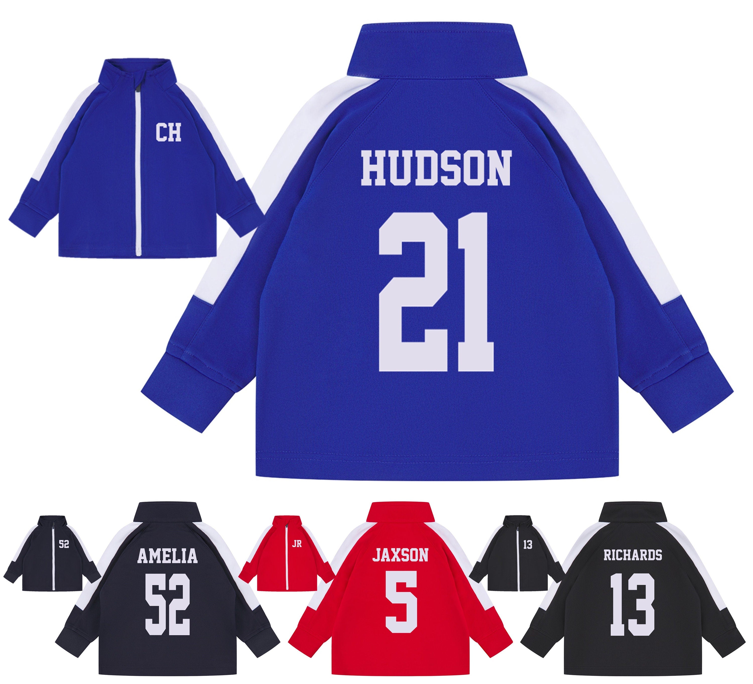 Baby & Toddler Personalised Football Kit Tracksuit Jacket Name + Number