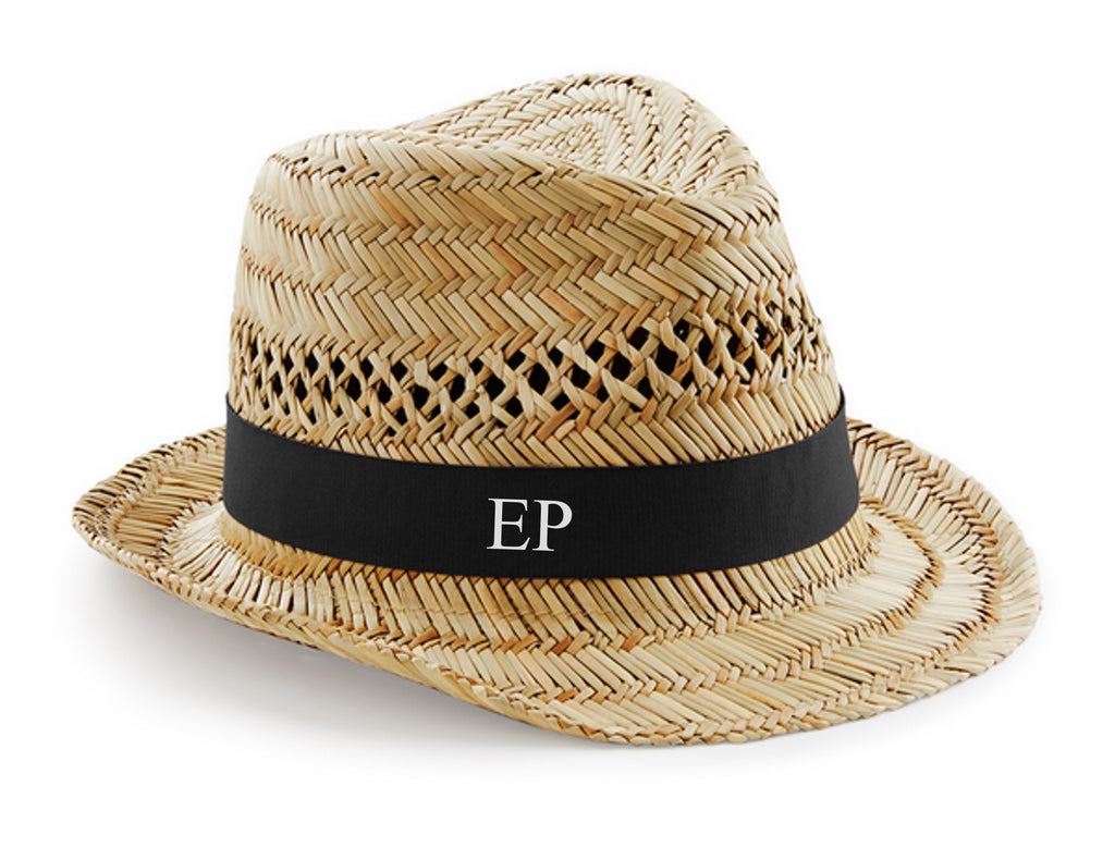 Personalised Initials Monogram Straw Trilby Beach Summer Hat
