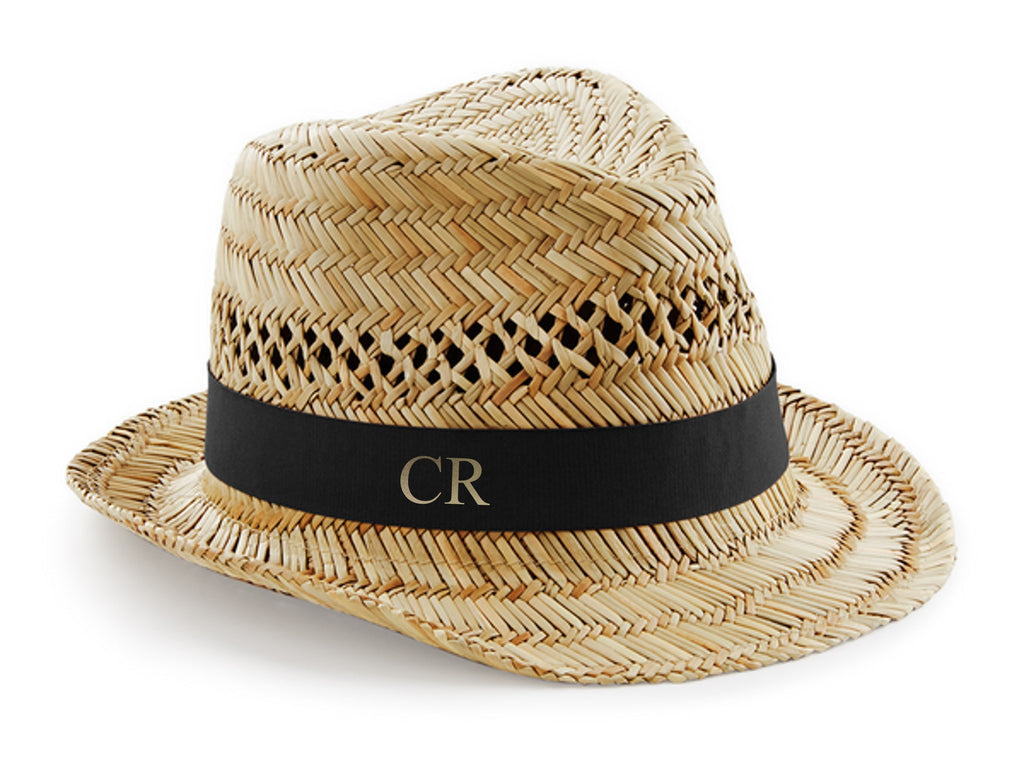 Personalised Initials Monogram Straw Trilby Beach Summer Hat