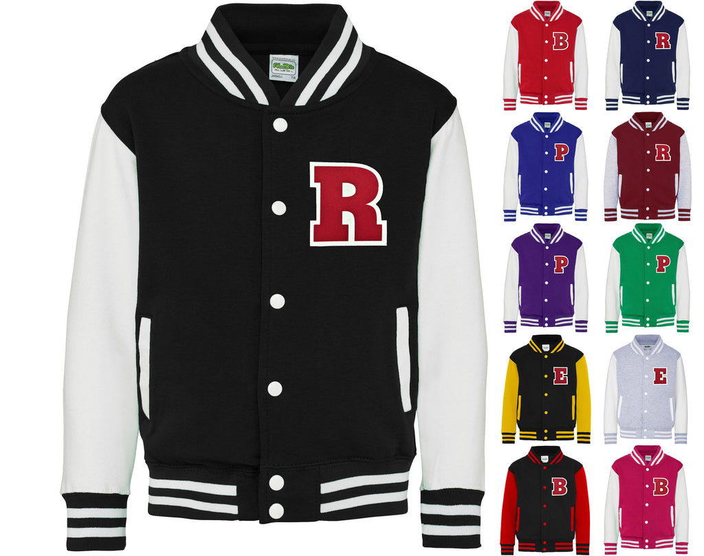 Adults Personalised Initial Red Felt Patch Varsity Jacket College Baseball Letterman