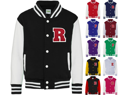 Adults Personalised Initial Red Felt Patch Varsity Jacket College Baseball Letterman