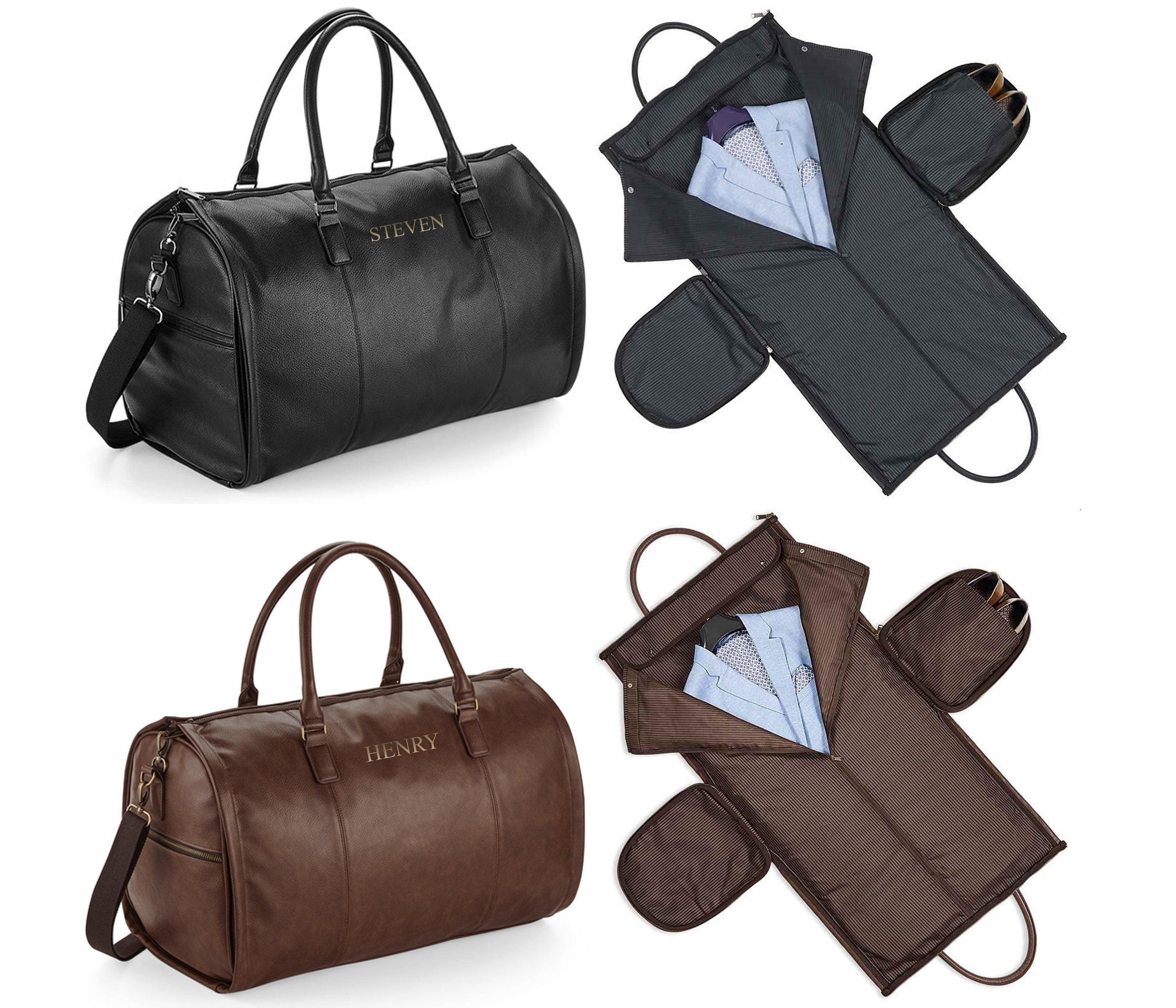 Personalised Name Monogram Weekend Holdall Suit Garment Bag with Strap